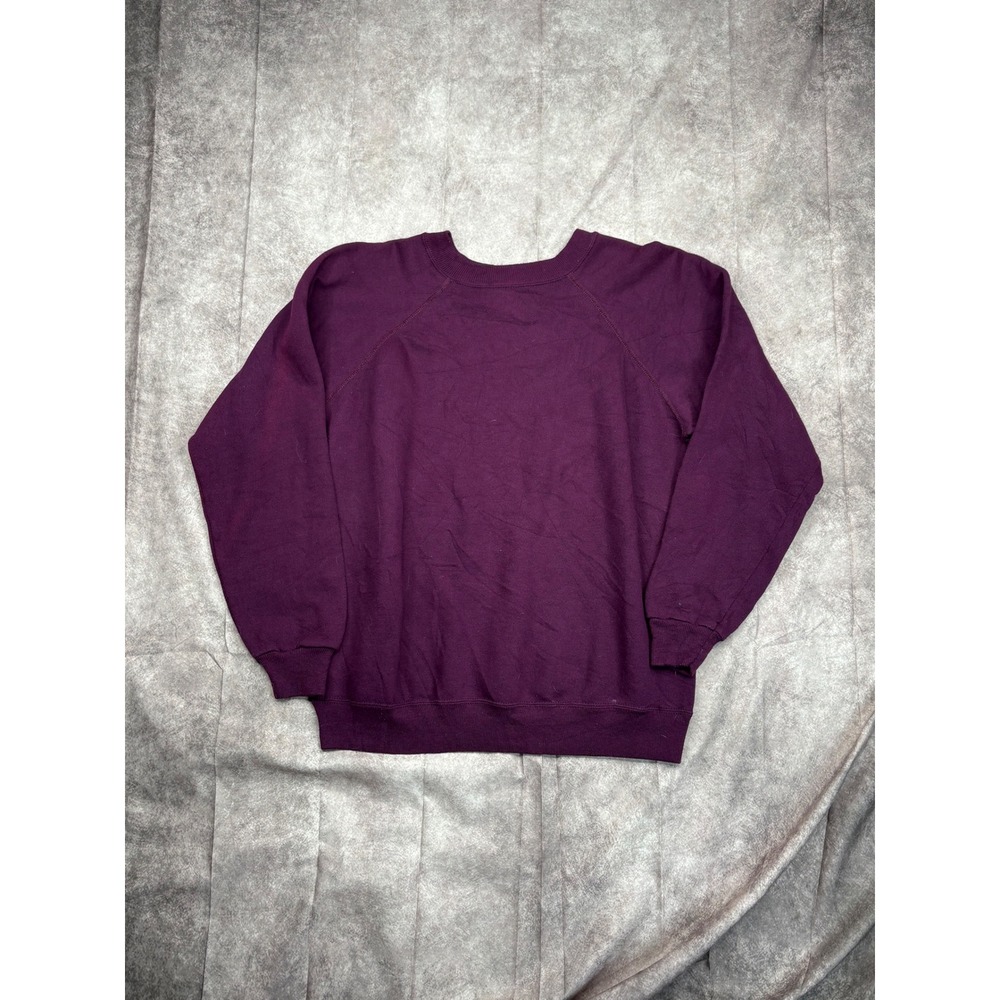 Vintage Hanes Blank Sweatshirt Maroon Purple 90s Raglan Fleece Pullover Medium